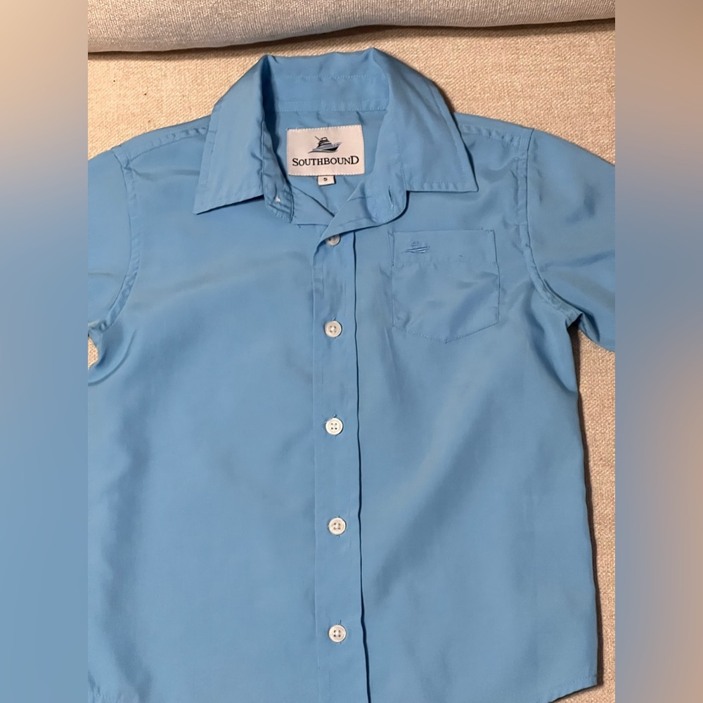 Southbound Boys' Sky Blue Short-Sleeve Button-Down Shirt size 5